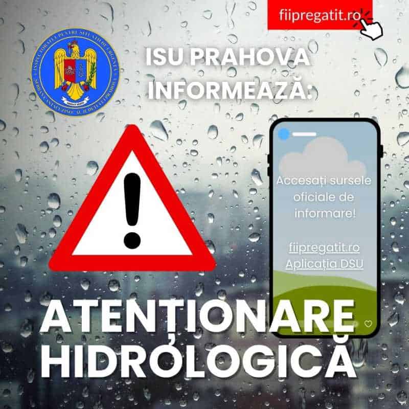 RO-ALERT de viituri în toate localitățile aflate pe cursul râului Teleajen