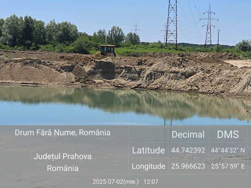 Balastieră ilegală, depistată în comuna Poienarii Burchii; amenzi de 110.000 lei