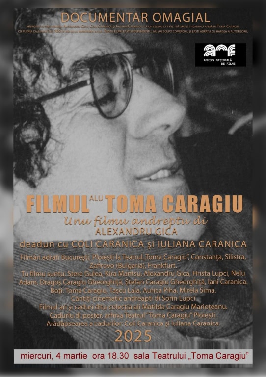 Documentarul omagial ‘Filmul alu Toma Caragiu’, proiecție specială pe scena teatrului ploieștean