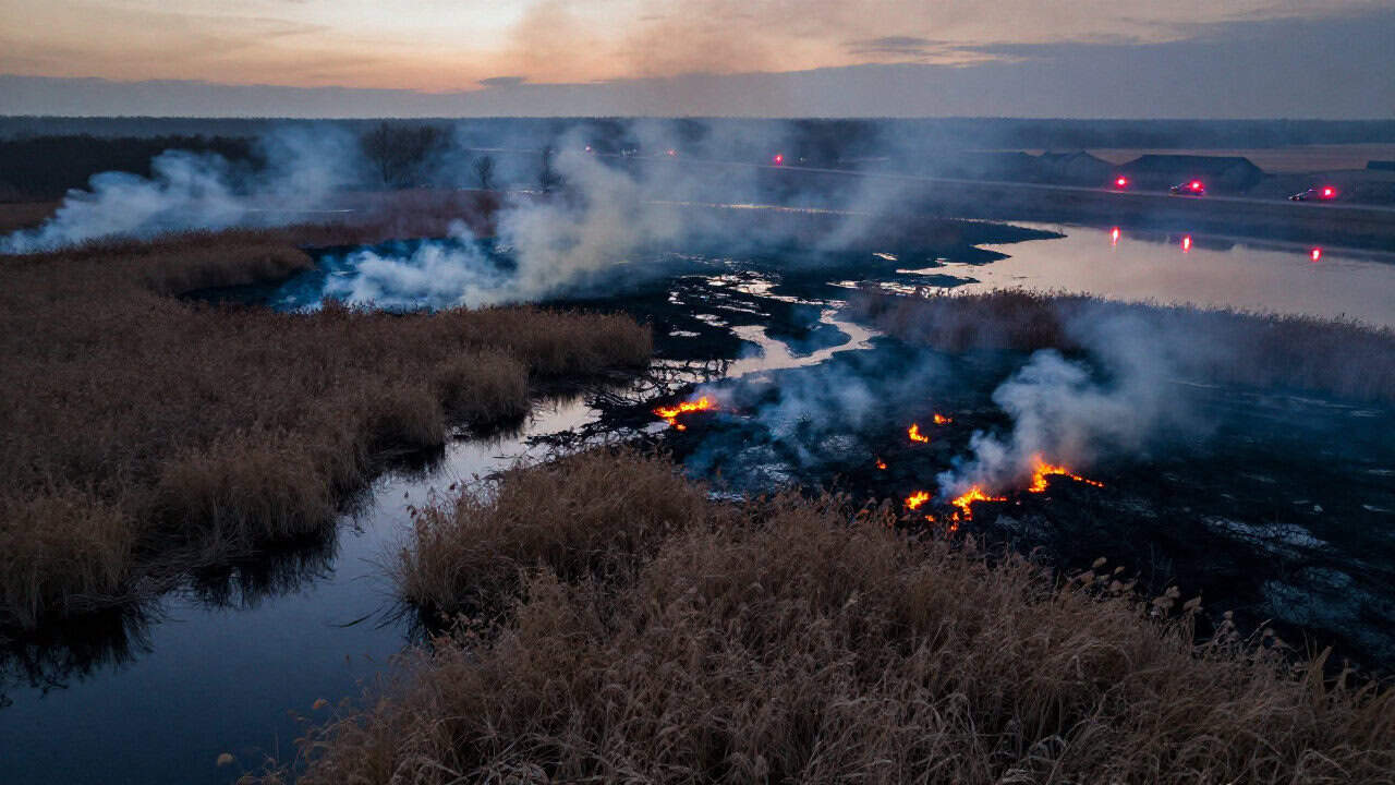 Circa 30 de hectare de vegetație și stufăriș, cuprinse de un incendiu; măsuri pentru protejarea gospodăriilor