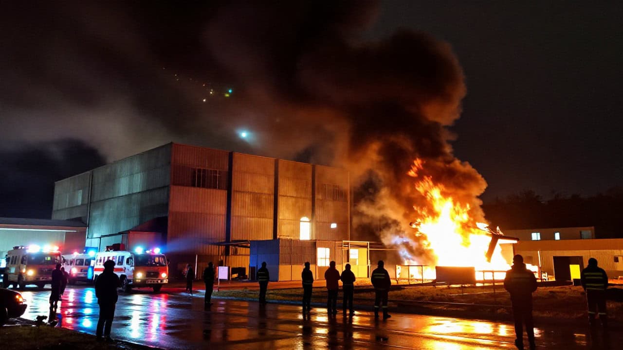 Incendiu la o firmă de producție a prefabricatelor pentru construcții; angajații s-au evacuat