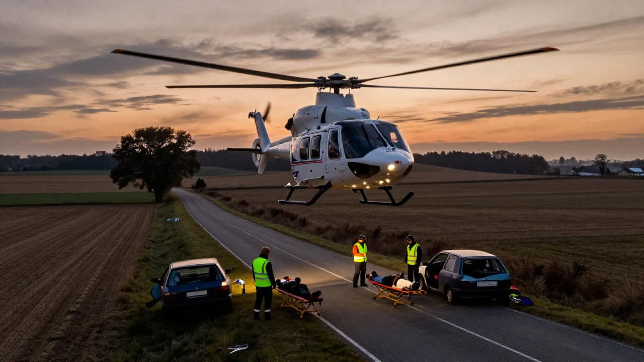 Trei bărbați, răniți într-un accident produs în comuna Râfov; o victimă – preluată de elicopterul SMURD