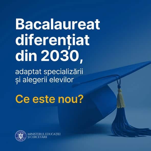 Ministerul Educației: Bacalaureat 2030 – pentru ca în special generația de elevi care va începe clasa a IX-a în anul școlar 2026-2027, prima care va susține noul bacalaureat, să știe din timp cum se va desfășura examenul