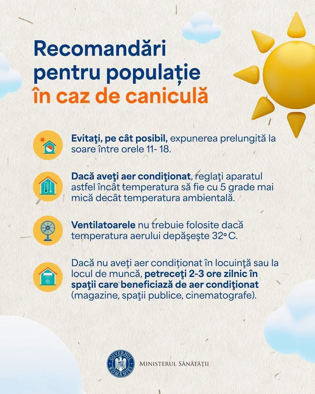 Ministerul Sănătății: Măsuri pentru caniculă!