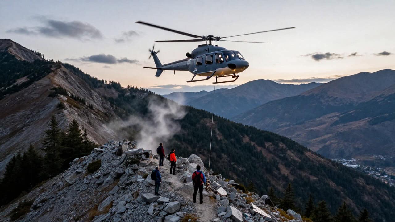 Trei turiști, recuperați de pe munte cu ajutorul unui elicopter