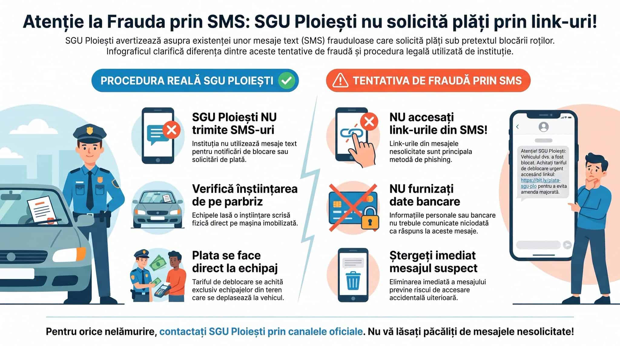 SGU Ploiești: AVERTISMENT DE SECURITATE: Atenție la SMS-urile false!