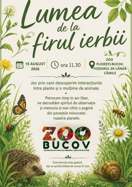 Grădina Zoologică Bucov: Activitate în aer liber dedicată micilor exploratori, 15 august 2026